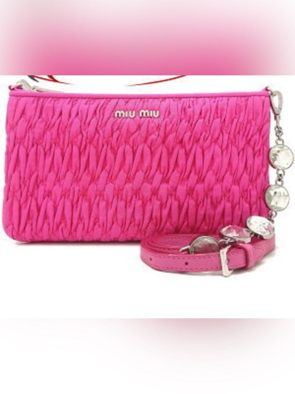 Miu Miu Nappa Crystal Matelasse Pink Shoulder Bag